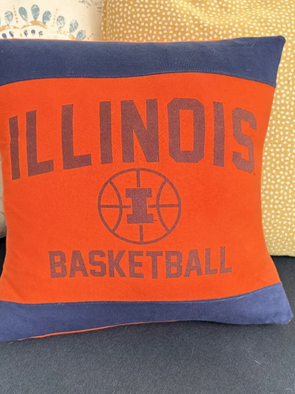 University of Illinois Fighting Illini reworked t-shirt throw pillow cover only
